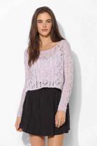Urban Outfitters Pins And Needles Diamond Pointelle Cropped Sweater,lavender,s