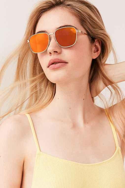 Urban Outfitters Squared Metal Frame Sunglasses,red,one Size