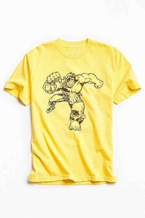 Urban Outfitters Kostas Seremetis X Marvel Hulk Split Tee,bright Yellow,l