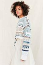 Urban Outfitters Urban Renewal Remade Cropped Printed Sweater,cream,m/l