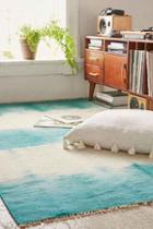 Urban Outfitters Hazy Tie-dyed Wool Woven Rug,teal,2x3
