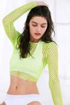 Urban Outfitters Out From Under Diamond Fishnet Long Sleeve Top,bright Yellow,m