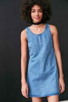 Urban Outfitters Bdg Scoop-neck A-line Denim Mini Dress,indigo,m