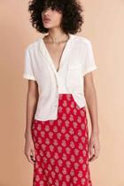 Urban Outfitters Cooperative Florence Short-sleeve Button-down Blouse,ivory,xs