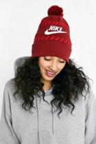 Urban Outfitters Nike Futura Pompom Beanie,red,one Size