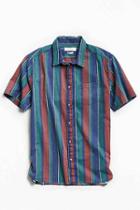 Urban Outfitters Uo '90s Stripe Short Sleeve Button-down Shirt,navy,s