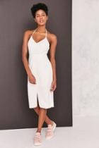 Urban Outfitters Ecote Frayed Linen Halter Bodycon Midi Dress