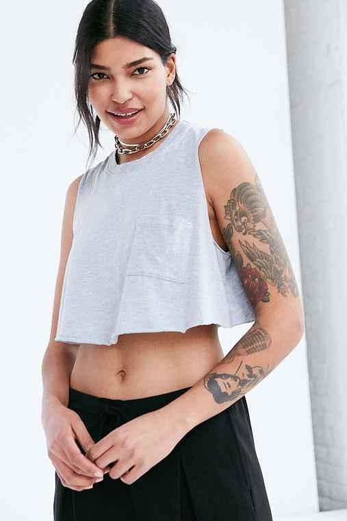 Urban Outfitters Truly Madly Deeply Maddie Crop Muscle Tee,grey,l