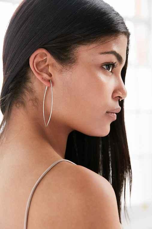 Urban Outfitters 18k Gold + Sterling Silver Delicate Geo Hoop Earring,silver,one Size