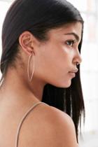 Urban Outfitters 18k Gold + Sterling Silver Delicate Geo Hoop Earring,silver,one Size