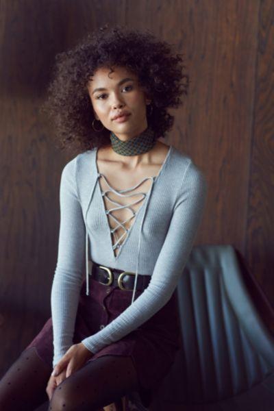 Project Social T Plunge Lace-up Top