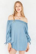 Urban Outfitters Bdg Chambray Off-the-shoulder Blouse