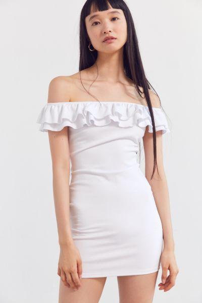 Silence + Noise Off-the-shoulder Ruffle Ponte Dress