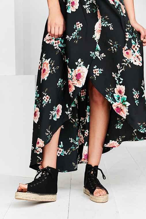 Urban Outfitters Open Toe Lace-up Espadrille Sandal,black,10