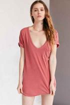 Urban Outfitters Project Social T Ozzy V-neck Pocket Tee,red,l