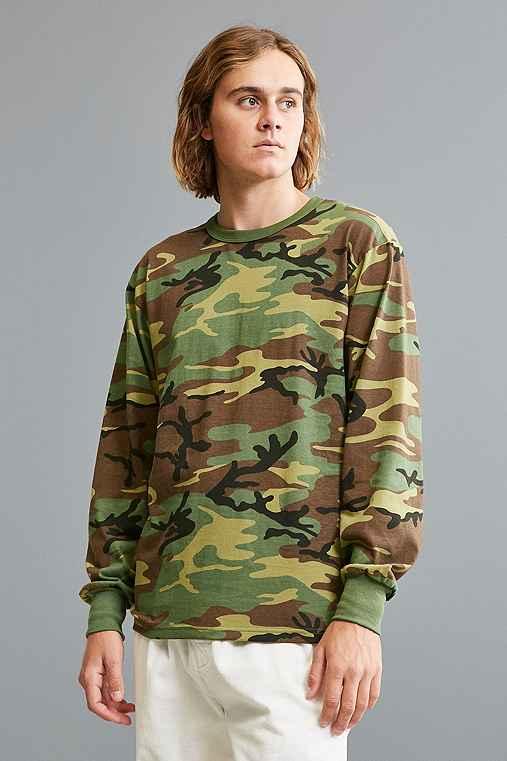 Urban Outfitters Rothco Camo Long Sleeve Tee,green Multi,m