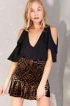 Urban Outfitters Silence + Noise Riley Cold Shoulder Cape-sleeve Top,black,xs