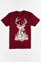 Urban Outfitters Stag Floral Tee,maroon,s