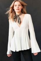 Urban Outfitters Kimchi Blue Sidney Bell-sleeve Babydoll Blouse,ivory,xs