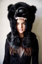 Urban Outfitters Black Bear Hood,black,one Size