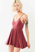 Urban Outfitters Silence + Noise Vanessa Cupro Romper,maroon,l