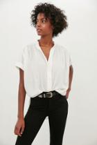 Ecote Annie Gauzy Button-front Tunic Blouse