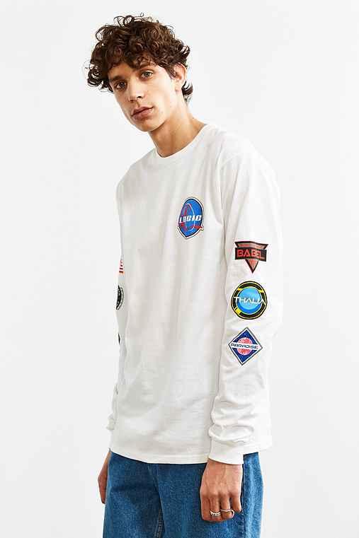 Urban Outfitters Logic Space Patches Long Sleeve Tee,white,l