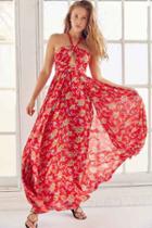 Urban Outfitters Kimchi Blue Deveraux Cutout Twist Maxi Dress,red Multi,0