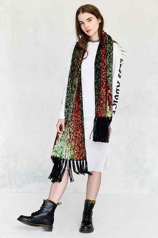 Urban Outfitters Digital Fringed Scarf,assorted,one Size