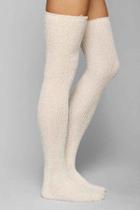 Urban Outfitters Fuzzy Lurex Over-the-knee Sock,ivory,one Size