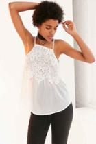 Urban Outfitters Kimchi Blue Emery Lace Overlay High-neck Cami,ivory,m