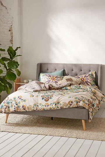 Urban Outfitters Esme Tufted Platform Bed,grey,queen
