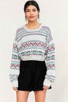 Urban Outfitters Urban Renewal Remade Cropped Fair Isle Sweater,grey,s/m