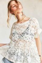 Urban Outfitters Kimchi Blue Borderlines Babydoll Tee,ivory,m