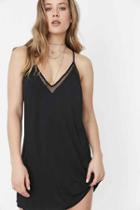 Urban Outfitters Silence + Noise Fishnet Triangle Mini Dress,black,l