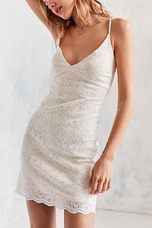 Urban Outfitters Kimchi Blue Knit Lace Bodycon Mini Dress,white,l