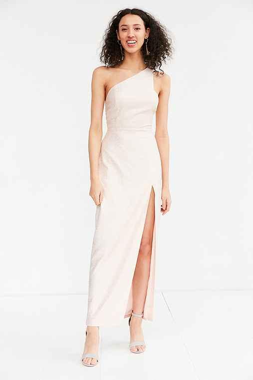 Urban Outfitters Silence + Noise Metallic One-shoulder Maxi Dress,pink,10