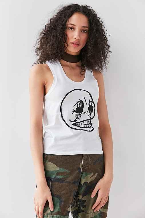 Urban Outfitters Cheap Monday Skull Muscle Tank Top,white,l