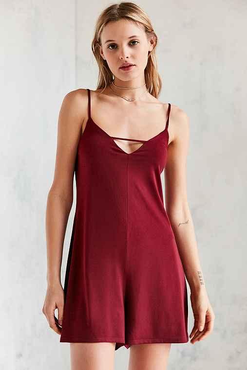 Urban Outfitters Silence + Noise V-neck Slip Romper,maroon,xs