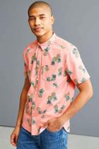 Urban Outfitters Uo Pineapple Toss Short Sleeve Button-down Shirt,peach,xl
