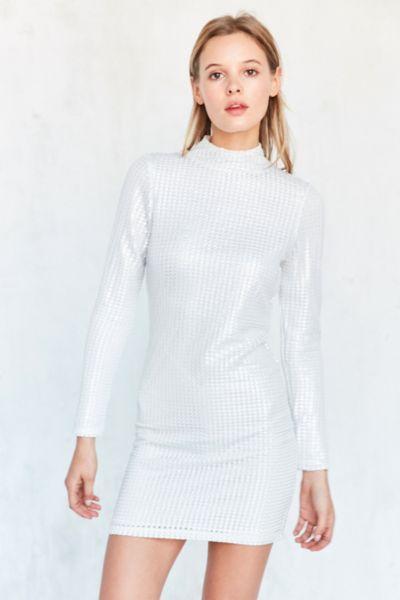 Urban Outfitters Motel Tempest Metallic Mock-neck Mini Dress