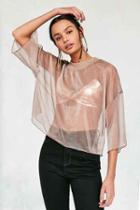 Urban Outfitters Bdg Bryn Iridescent Mesh Cropped Tee,pink,xs