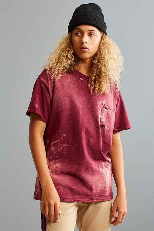 Urban Outfitters Us Rags Distressed Work Tee,maroon,s