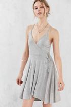 Urban Outfitters Kimchi Blue Strappy Back Faux Wrap Dress,grey,xs