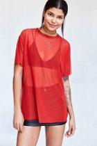 Urban Outfitters Silence + Noise Chrissy Mesh Tee,orange,xs