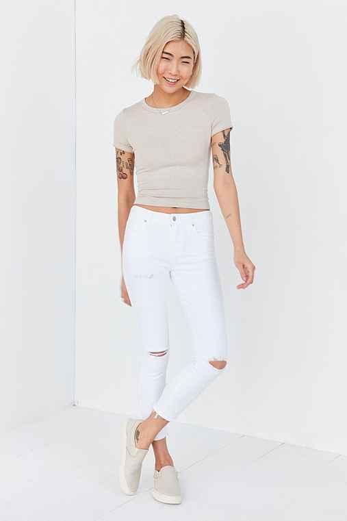 Urban Outfitters A Gold E Sophie Crop High-rise Distressed Skinny Jean - White,white,29