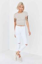Urban Outfitters A Gold E Sophie Crop High-rise Distressed Skinny Jean - White,white,29