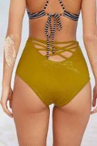 Urban Outfitters Out From Under Strappy Back High-waisted Bikini Bottom,khaki,m