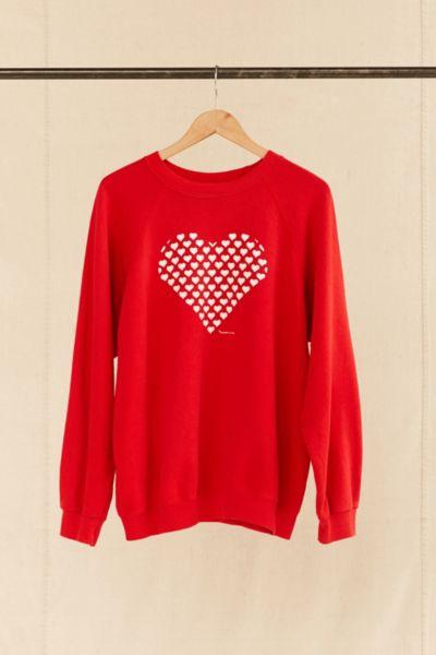 Urban Renewal Vintage Red + White Heart Sweatshirt