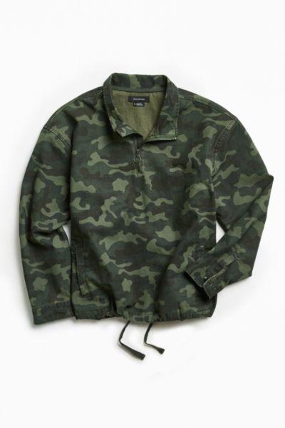 Urban Outfitters Uo Half-zip Camo Mock Neck Popover Shirt
